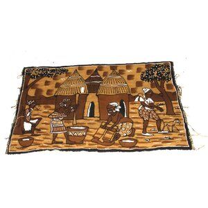 Mud Cloth Handmade Tapestry Textile Basenji Mali African Painting 45" X 63"